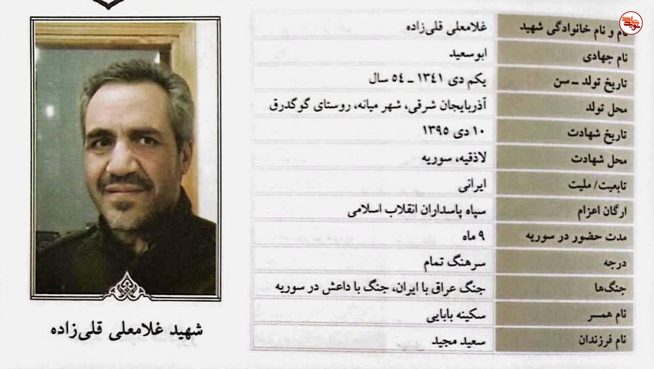 مروری بر زندگی شهید مدافع حرم «غلامعلی قلیزاده» مروری بر زندگی شهید مدافع حرم «غلامعلی قلیزاده»
