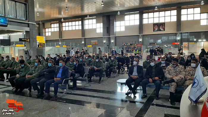 مراسم استقبال از پیکر مطهر شهدای گمنام در فرودگاه شهرکرد
