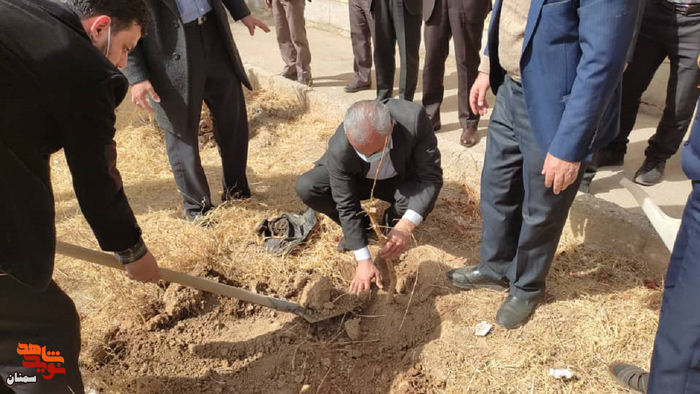 مراسم درختکاری بسیجیان پایگاه شاهد بنیاد شهید و امور ایثارگران استان سمنان به نیابت از شهیدان - نوزدهم اسفندماه ۱۴۰۰ محوطه بنیاد شهید استان سمنان
